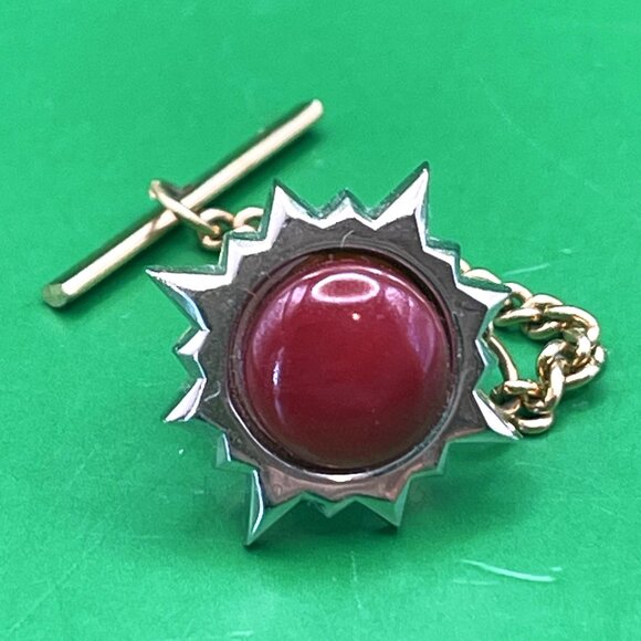 VTG Bell Trading Post Tie Tack Red Stone Starburst Men's Lapel Pin Mid Century - Picture 3 of 7